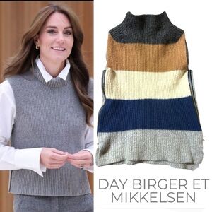 Day Birger Et Mikkelsen Alpaca Mohair Blend Striped Size Zip Sweater Vest Small